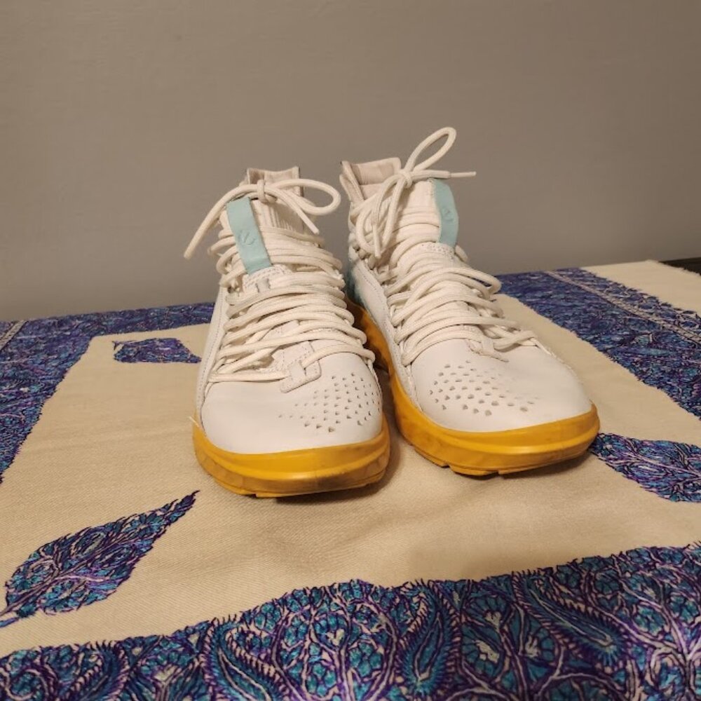 Ecco S.T.1. Leather Sneaker High Top Yellow White Blue EU 38